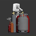 Medical Equipment Cart with Screen and Colored Gas Cylinders Including PRO Labeled Tanks
