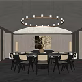 Dining Table and Chair Chandelier Sideboard Sofa Side Table Floor Lamp Coffee Table Wall Lamp Screen 3d model