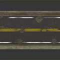 Gray Road Pavement With Double Yellow Solid Lines And White Edge Curb 3d model