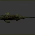 Large Greenish Brown Fish Model With Red Eyes And Textured Skin On Dark Background