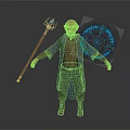 Mystical Wizard Character Holding Magic Staff With Glowing Blue Arcane Circle