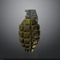 Yellow Green Diamond Patterned Grenade With Metal Fuse And Pull Ring