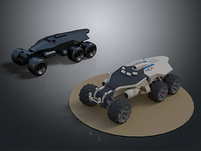 Realistic Sandy Terrain Display With Two Detailed Off Road Vehicle Models 3d model