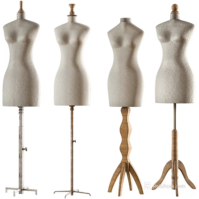 Fashion Mannequin Torso Displays With Different Wooden And Metal Stands 3d model 