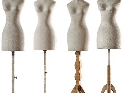 Fashion Mannequin Torso Displays With Different Wooden And Metal Stands 3d model