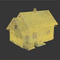 Small Weathered Wooden House With Blue Tile Roof Chimney Windows And Front Steps