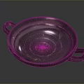 Metal Dish With Two Handles And Central Carved Sculpture Design