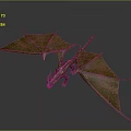 Flying Pterosaur 3D Render With Detailed Textured Wings On Gray Background