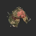 Traditional Handmade Headdress With Grass Feathers Red Fabric Cultural Design