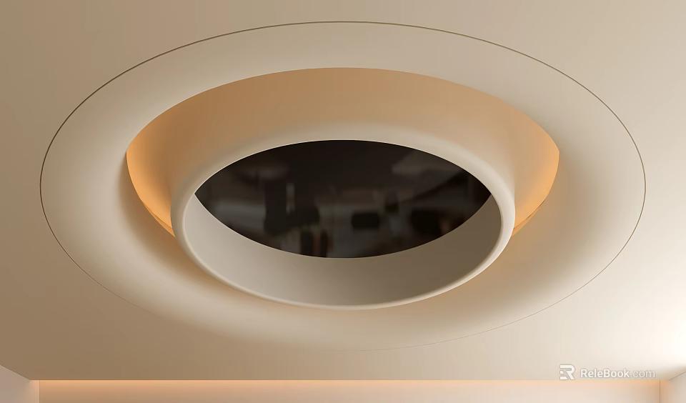 Elegant Modern Circular Ceiling Design With Recessed Soft Lighting And Layered Structure 3d model 