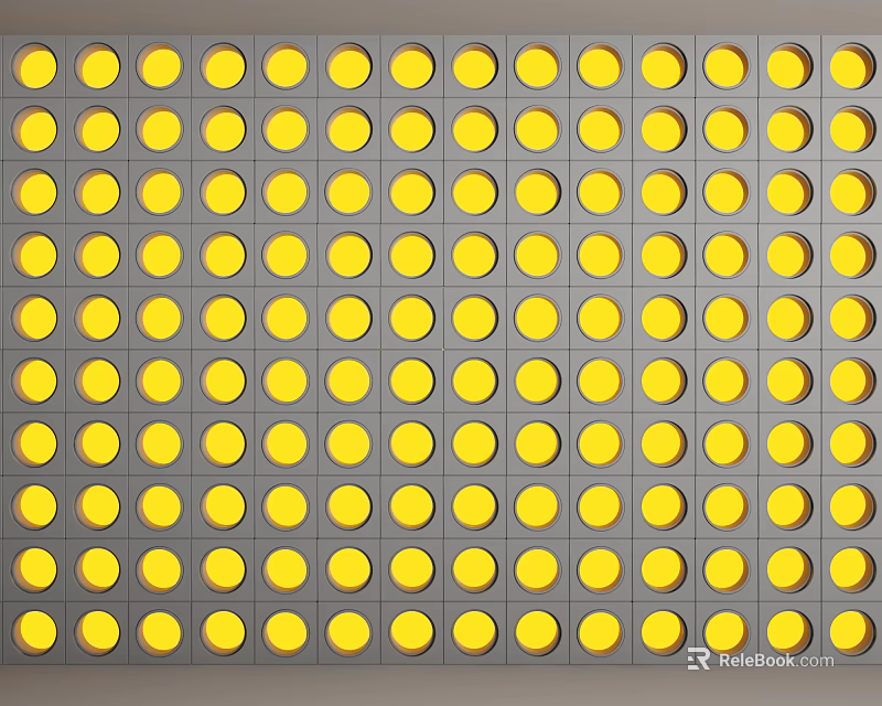 Gray Background Wall With Neatly Arranged Yellow Circular Dots Pattern 3d model 