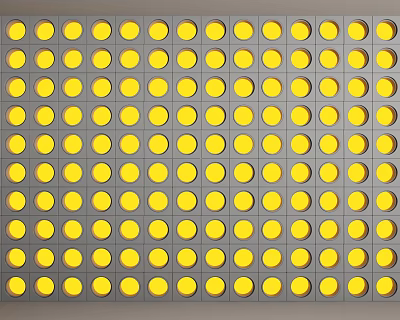 Gray Background Wall With Neatly Arranged Yellow Circular Dots Pattern 3d model