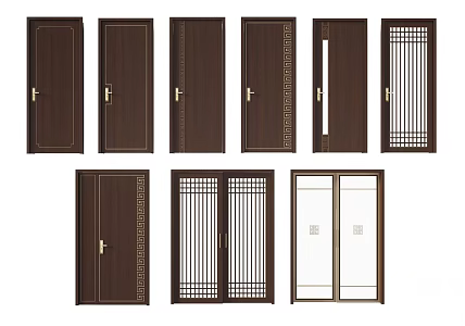 New Chinese Style Flat Door Kitchen Door 3d model
