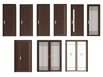 New Chinese Style Flat Door Kitchen Door 3d model