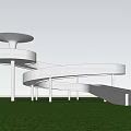 Modern Road Facilities With Spiral Structures Green Trees And Concrete Architectural Design 3d model