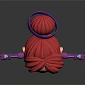 3D Game Character With Red Hair Purple Headband And Purple Blue Bodysuit Arms Outstretched