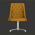 Orange Upholstered Chair Featuring Button Tufted Back And Chrome Swivel Base