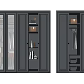 Modern Grey Wardrobe With Multi Panel Doors Interior Lighting And Organized Storage Compartments