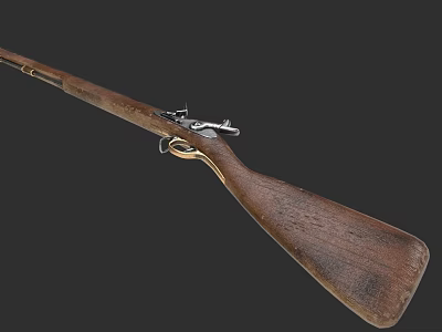 Antique Flintlock Rifle With Wooden Stock And Metal Components Design 3d model