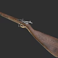 Antique Flintlock Rifle With Wooden Stock And Metal Components Design