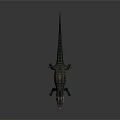 Crocodile 3D Model With Green Skin Open Mouth And Detailed Scales On Gray Background