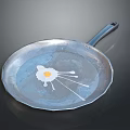Metal Frying Pan With Freshly Fried Egg And Splatters For Kitchen Cooking
