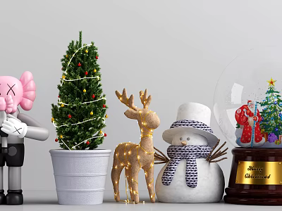 Modern Ornaments Combination Internet Celebrity Doll Ornaments Christmas Tree Snowman Deer 3d model