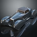 Elegant Vintage Convertible Car With Streamlined Dark Body And Chrome Accents