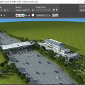 Modern Industrial Plant Building With Surrounding Green Trees And Road Vehicle Access