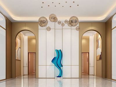 Light Luxury Elevator Hall Lobby Elevator Hall model