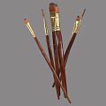 Artistic Paintbrushes with Wooden Handles and Gold Metal Ferrules Various Bristle Shapes for Art Projects