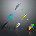 Colorful Umbrellas With Various Designs And Different Handle Colors For Daily Use