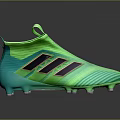 Green and Blue Knitted High Top Football Boots with Black Stripes and Spiked Soles