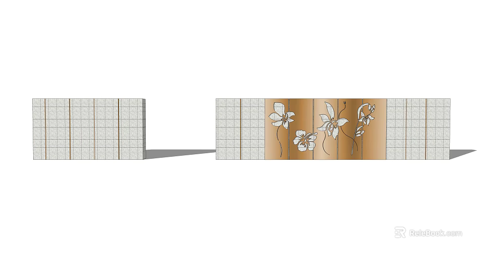Feature Wall With Floral Patterns And Tile Design For Interior Decoration 3d model