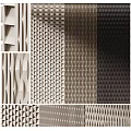 Various Geometric Textured Wall Decor With Triangle Striped Diamond And Wave Patterns In Neutral Tones