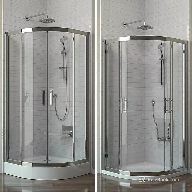 Modern Shower Sauna Interior Design With Glass Enclosure And Shower Fixtures 3d model 