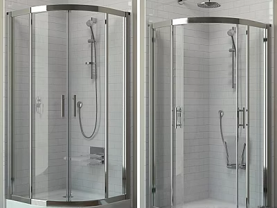 Modern Shower Sauna Interior Design With Glass Enclosure And Shower Fixtures 3d model