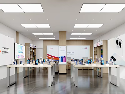 Bright Digital Store Interior With Product Displays And Neat Layout 3d model