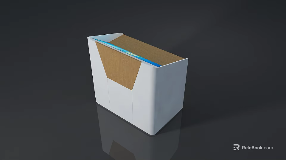 Modern Functional Desk With White Frame Wooden Top And Blue Accent 3d model 