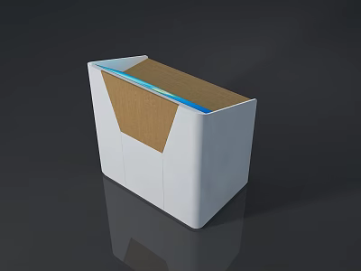 Modern Functional Desk With White Frame Wooden Top And Blue Accent 3d model