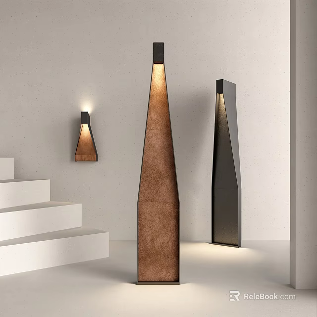 Modern Indoor Lighting Combination With Wall Sconces And Floor Lamps In Staircase Area 3d model 