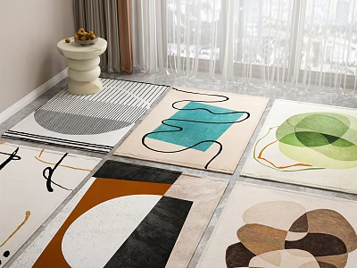 Various Square Rugs With Modern Geometric Patterns And Colorful Abstract Designs 3d model