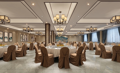 New Chinese Banquet Hall Hotel Banquet Hall 3d model