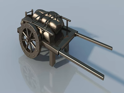 Durable Metal Swing Door Cart Structure With Wheels And Cylindrical Container Design 3d model