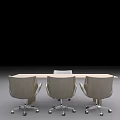 Modern Rectangular Conference Table Setting With Ergonomic Chairs And Rolling Wheels