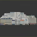 Multi Storey Building Architectural Model With Blue Grey Roofs Circular Skylight And Classical Modern Facade