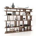 Wooden Multi Tiered Decorative Display Cabinet With Vases Books And Decorative Items