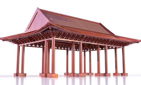 Chinese-style Duct Arch Dagong Hall Beam Frame Roof Frame Duct Arch Structure 3d model