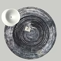 Modern Round Carpet With Black White Abstract Spiral Pattern And Textured Design 3d model