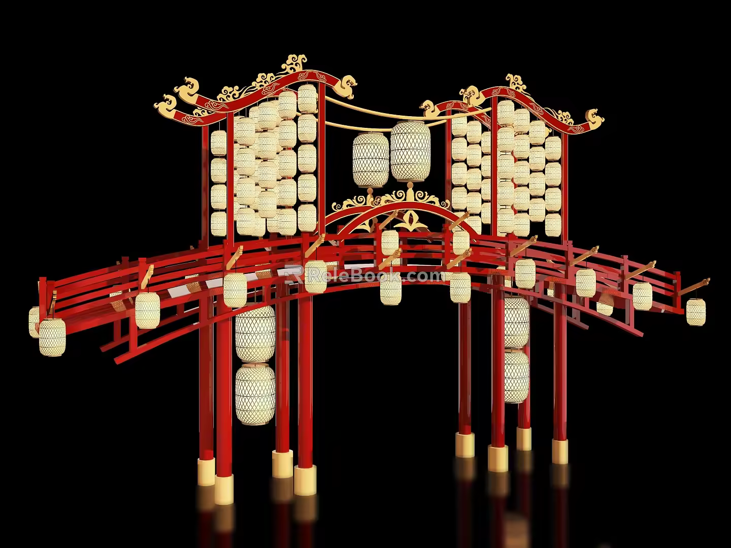 New Chinese style ancient building archway Guochao Guofeng block night market entrance and exit Meichen archway scenic spot gate tower scenic spot gate Guofeng entrance and exit market night city entrance and exit 3d model